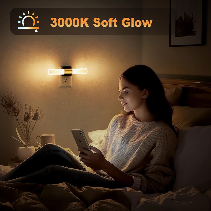 JandCase LED Night Light, Night Lights Plug into Wall, 3000K