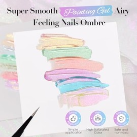 9 colores brillo Ombre gel de uñas, gel de pintura degradado brillante | Sparkle Blush Blooming Aura Nails Art, esmalte de gel sólido que no se limpia