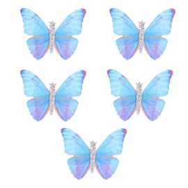 WRITWAA 5Pcs Fairy Butterfly Hair Clips, Butterflies Hairpin Bowknot Barrette Clip Bangs Hairpin for Girls Colorful Butterfly Hair Clips 90s, Blue