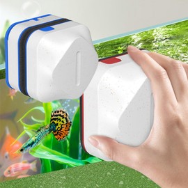 SPEALLOY Magnetic Fish Tank 2-in-1 Clean Brush & Feeding Ring Eco Care Kit Aquarium Dirt Remover for Small Glass