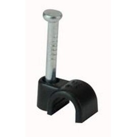8mm Black Cable Wire Clips Clamps with Fixing Nail - Pack of 100