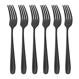 Buyer Star Dinner Forks, Pasta Forks, Set of 6, 7.3 inches (18.5 cm), Good Texture, 18-10 Stainless Steel, Titanium Plated, Dishwasher Safe, Black
