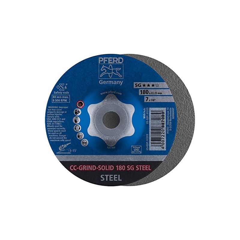 Pferd 64185180" CC Solid Steel Grinding Disc, Multi-Colour, 180 mm