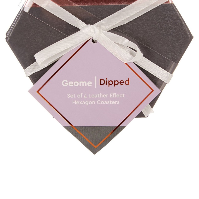 Premier Housewares 1203661 Coasters, Cardboard, PU-Polyurethane, Grey And Rose Gold,
