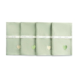 Noalumea 100% Linen Napkins Set of 4 – Sage Green Cloth Dinner Napkins, Embroidered, Washable and Reusable, Elegant Table Linens for Casual Dining, Wedding, Summer Parties, 17.7 x 17.7 Inch