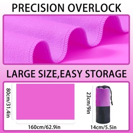 Premium Bath Towel (160x80cm) | Ultra-Soft Autumn Warmth | Antibacterial Spa Towel with Convertible Shawl | Quick-Drying Gym & Travel Towel, with Mesh Bag, Purple