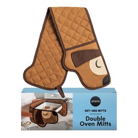 NEW!! Hot-Dog Oven Mitts Cute Funny Oven Mitts by OTOTO - Gifts for Dog Lovers, Dachshund Dog Themed Gifts, Oven Mitts Dogs, Dog Lover Gifts, Double Oven Mitts Heat Resistant, Kitchen Gadgets (Brown)
