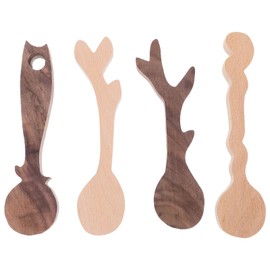 ARTIBETTER 4Pcs Wooden Spoon Carving Blanks Kit Unfinished Craft Supplies for Spoon Whittling Suitable for Beginners and Hobbyists Includes Walnut and