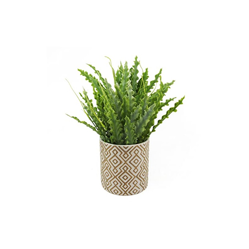 Leaf Ceramic Planters, 12cm Grey Geometric