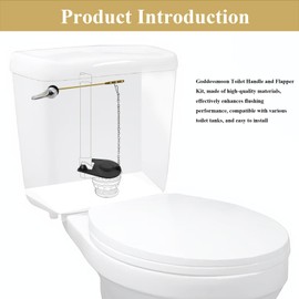 Goddessmoon Toilet Handle Replacement Kit, Front Mount H59 Brass Lever, 2-Inch Universal Toilet Flush Valve Flapper, 9.88-Inch Stainless Steel Chain, Compatible with Most Toilets, WC Repair Parts.