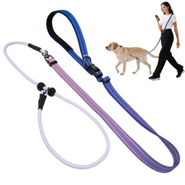 Kazazoo Slip Lead Dog Leash, Hands-free No Pull Training Leash with Padded Handle for Medium Large Heavy Duty Dogs, Gradient Purple