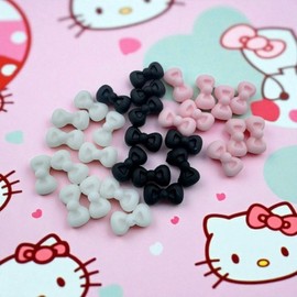 Kitty Ribbon Parts (20 Pieces) Nail Art Material, J-54 Kitty Ribbon Parts (20 Pieces) - White / 키티 리본파츠(20개입) 네일아트재료, J-54 키티 리본파츠(20개입)-화이트