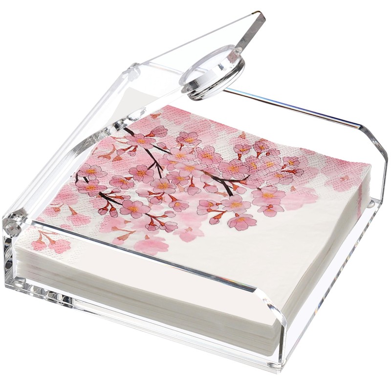 Napkin Holder for Table, 7"x7" Clear Acrylic Luncheon Napkin Holder