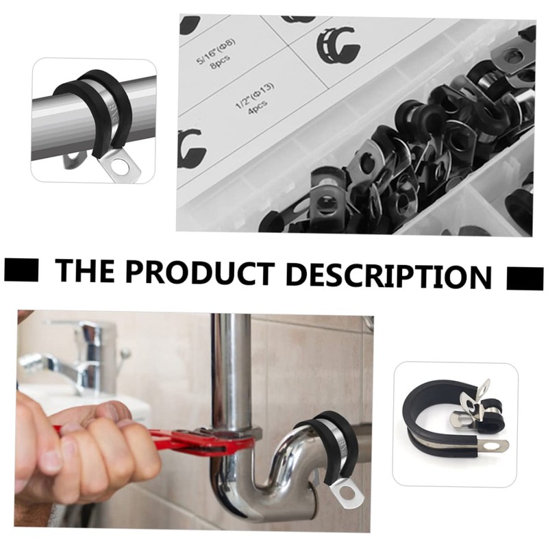LABRIMP 44pcs Stainless Steel Cable Clamps with Rubber Cushion Durable