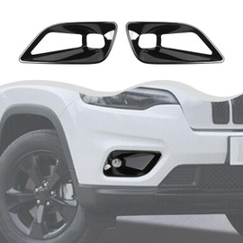 HTHE Exterior Front Fog Light Bezel Frame Cover Trim Front Fog Light Lamp Cover Compatible with Jeep Cherokee 2019+ Exterior Accessories (ABS,2pcs/Set,Black)