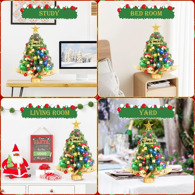 SeasonBliss 24 Inch Table Top Mini Christmas Tree Set, Christmas