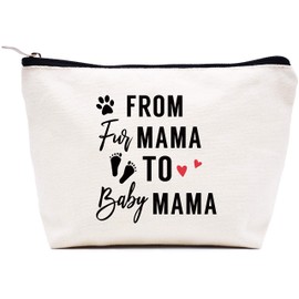 LIBIHUA Mom to Be Gift Pregnancy Announcement Gift Baby Reveal Present for New Mom Mother Makeup Bag Cosmetic Bag Travel Pouch From Fur Mama to Baby Mama