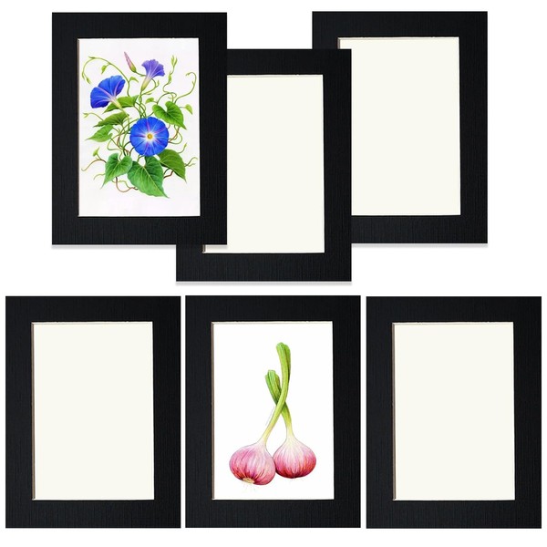 Haojiaho Picture Frame for Exhibition, Set of 6, 5.4 x 7.4 inches (13.8 x 18.8 cm), Cardboard, Children's Picture Frame, Wall Hanging, Ultra Lightweight, Black, Painting Classroom, Picture Exhibition,