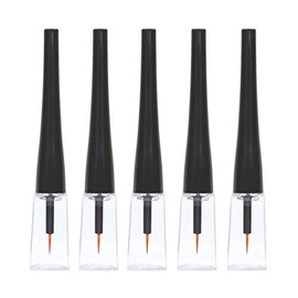 5PCS 5ml/0.17oz Empty Black Plastic Eyeliner Tubes Bottle Vials Dispenser Sample Packing Storage Container with Inserts Plug and Black Cap for Eyeliner Liquid Eyelash Growth Oil