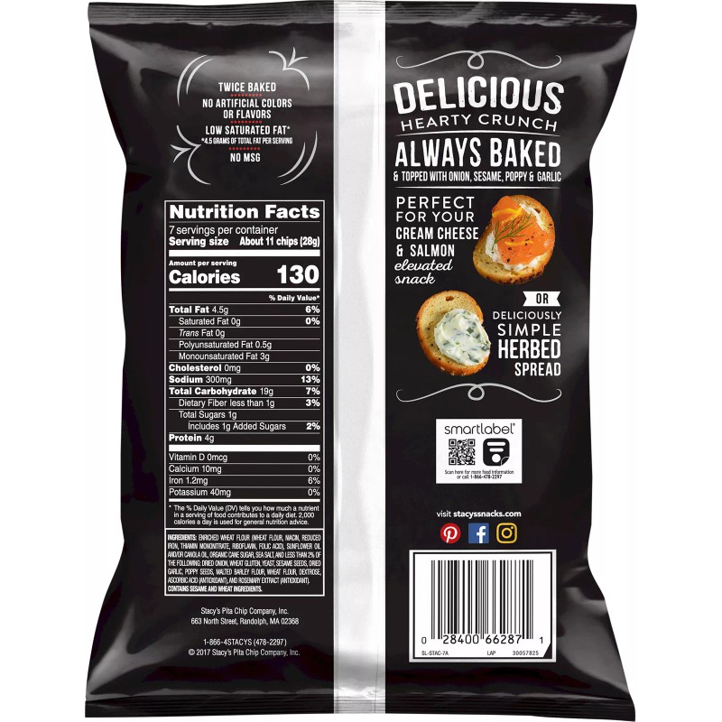 Stacy's Pita Chips Everything Bagel Chips 7 oz (Pack of