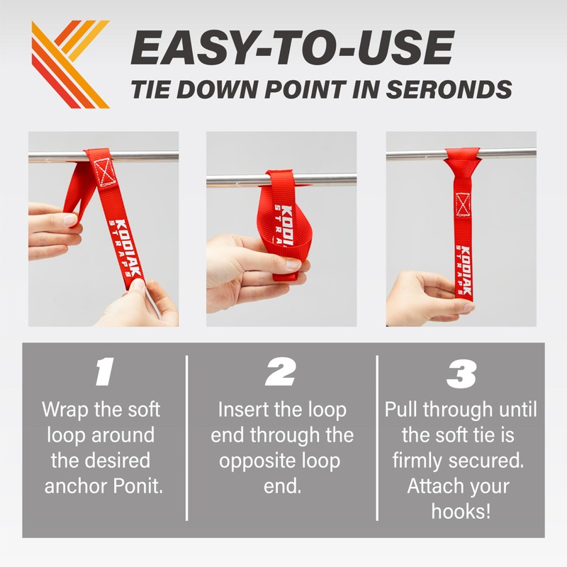 Soft Loop Tie Down Straps - 1 x 12 inches-
