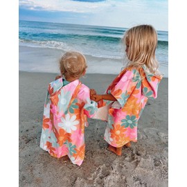 FYBITBO Toddler Baby Girl Boy Hooded Beach Towel Terry Swimsuit Cover Up Poncho Bath Towel Bathing Suit Summer Beach Coverup (Multicolor Flower, 0-6 Months)