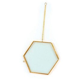 Graine Créative Vintage glass frame - hexagon with metal chain - 15 x 13 cm