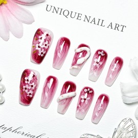 JODSONE Uñas Postizas 3D Cuadradas, Colección Del Año De La Serpiente 2025, Hechas A Mano, Reutilizables, Diseño Moderno, Ajuste Duradero, Fácil De Crear, Puntas De Los Dedos Exquisitas - Medianas