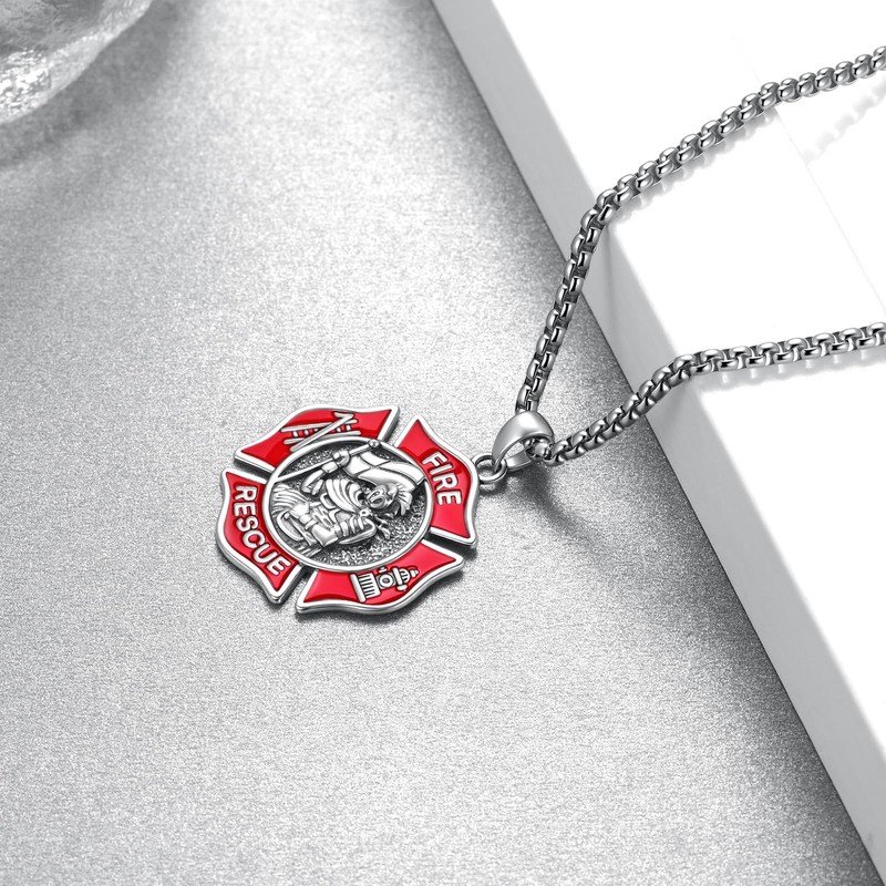 Yorionke Firefighter Gifts Sterling Silver St Florian Firefighter Necklace Religion