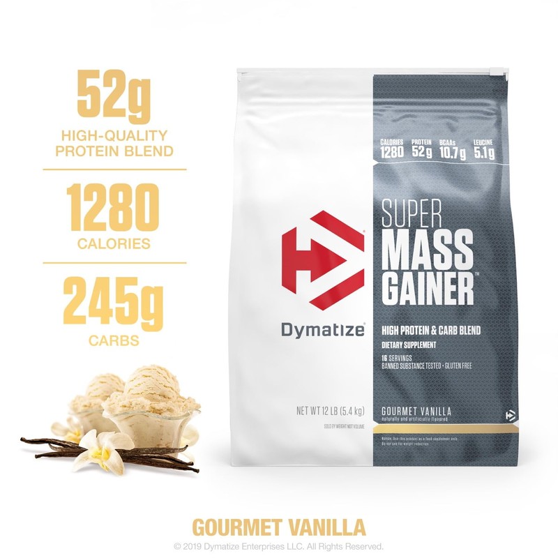 Dymatize Super Mass Gainer Protein Powder, Gourmet Vanilla, 52g Protein,