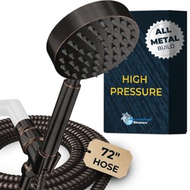 HammerHead Showers® ALL METAL Handheld Shower Head with Hose and Brass Holder - OIL RUBBED BRONZE - 2.5 GPM High Pressure Shower Heads with Adjustable Shower Wand Bracket - 6ft Flexible Extension