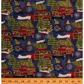 field's fabrics Cotton Christmas Trees Merry and Bright Fabric Print by the Yard D508.60