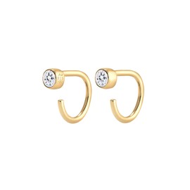 Elli Women's Creole Earrings Geo with Crystals in 925 Sterling Silver Gold-Plated, 925 sterling silver, gold-plated, Crystal