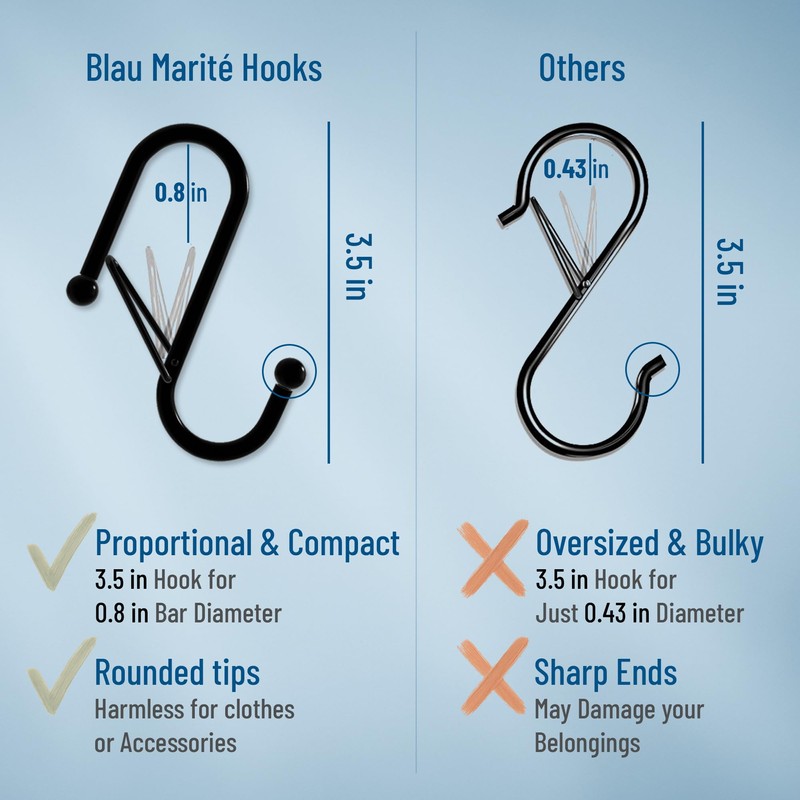 Blau Marité 10-Pack Metal S Hooks for Hanging – Heavy-Duty