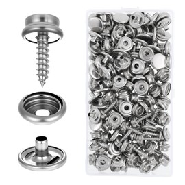 COMNICO Canvas Snap Kit Tool, 100 Pcs Stainless Steel Screw Snaps Metal Boat Canvas Snaps DIY Carpet Snap Kit with 2 PCS Setting Tool for Clothing Fabric Leather