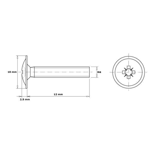 HEXATON Pozidriv Handle and Button Fastening Screws DIN 967 M4