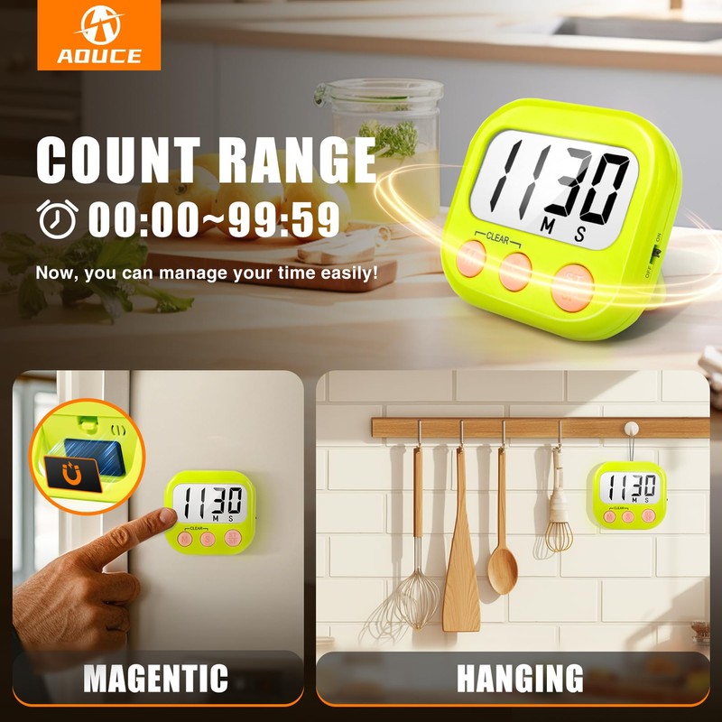 2 Pack Kitchen Timers Loud Ring Digital Timers for Cooking