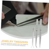 KONTONTY Stainless Steel Tweezers Jeweler's Gem Tweezers for Piercing and