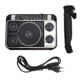 Portable Shortwave Radio FM AM SW Bluetooth 5.0 Multifunction Multi Band Radio with Telescopic Antenna for Elder Kids Black EU Plug 220V