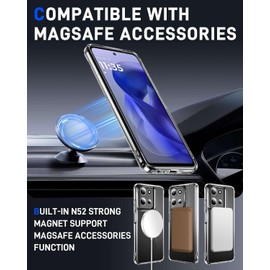 JanCalm for Moto G Power 2025 Case Clear, Compatible with MagSafe, Slim Magnetic Cases, Soft TPU Bumper & Hard PC Rugged Cover, Anti Yellowing, Shockproof Drop Protection, Lanyard (Clear)