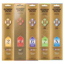 Gonesh Incense Extra Rich Collection Variety Pack, 5 Packs, 20 Sticks Each (Number 2, 4, 6, 7, 8)