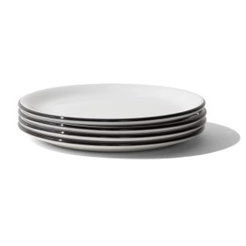 Made In Cookware | Set of 4 | Bread and Butter Plates | White With Black Rim | Porcelain England