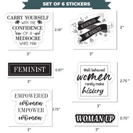Feminist Stickers for Women - Set of 6 Female Empowerment Stickers for Laptops, Lockers, and More. Our Vinyl Girl Power Quotes and Sayings Stickers Make Great Gifts