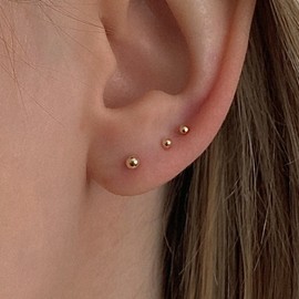 14k basic gold ball earrings gold (each) 4mm basic (8mm) / 14k 베이직 골드 볼 귀걸이 골드(낱개)  4mm  기본 (8mm)