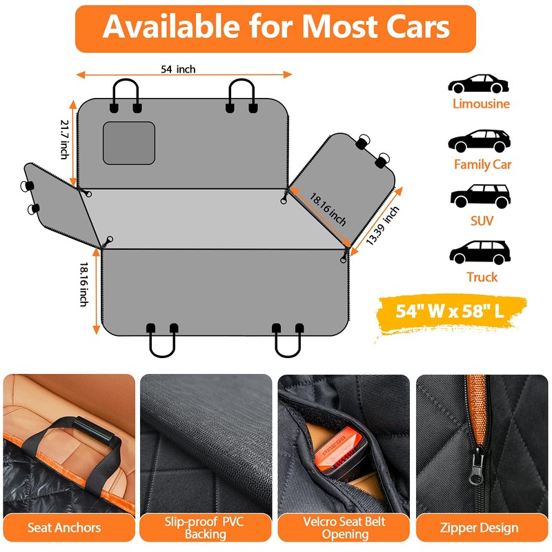 URPOWER Seat Cover for Dog 100% Waterproof Pet Seat Cover