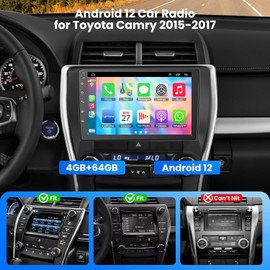 4G+64G Car Radio for Toyota Camry 2015 2016 2017, Android 12 Camry Stereo with Wireless Carplay&Android Auto Support Bluetooth/Voice Control/GPS/WiFi/Back-up Camera/SWC/FM