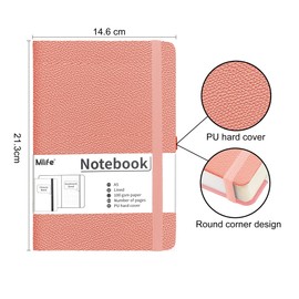 Mlife A5 Lined Journal Notebook,-360 Numbered Pages Thick Journal for Writing,100Gsm Premium Thick Paper,PU Hard Cover Notebooks College Ruled, Daily Journals for Men Women School Office(Pink)