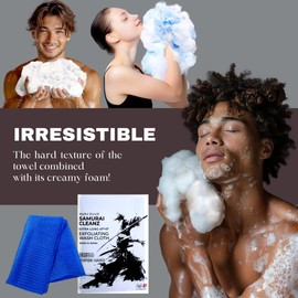 Samurai Cleanz, Resistant Exfoliating Washcloth for All Skin Types, Exfoliating Shower Towel, Premium Japanese washcloth, Deep Cleanse for Body Face, Quick Drying, Extra Long Design - Made in Japan