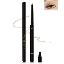 Glitter Eyeliner Pencil Eye Brightener Stick, Long-Stay 24H, Waterproof Smudge-Proof Retractable Eyeliner Pen, Cream Gel Eyeliner Waterline, Shimmer Highlighter Eye Liner Makeup Pen with Sharpener