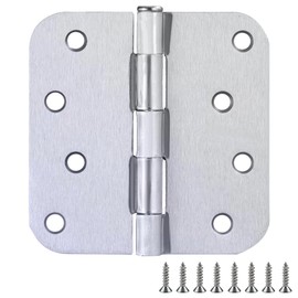Door Hinges for Interior Doors 6-Pack 4-inch x 4-inch – Rounded 5/8-inch Radius Steel Door Hinge – Brushed Chrome – Fits Standard Doors – Design House 189738